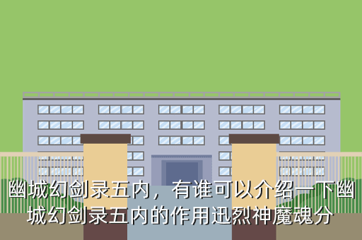 幽城幻剑录五内,有谁可以介绍一下幽城幻剑录五内的作用迅烈神魔魂分